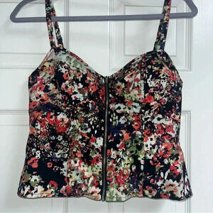 Allen B Floral Zip Bustier Corset Top Womens 10 Dark Romantic Coquette Y2K Indie